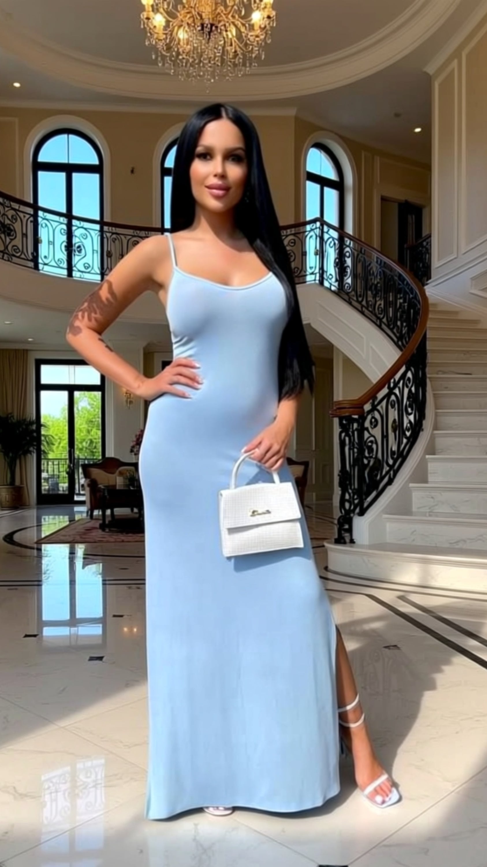 CAMI STRAP THIGH SPLIT MAXI DRESS