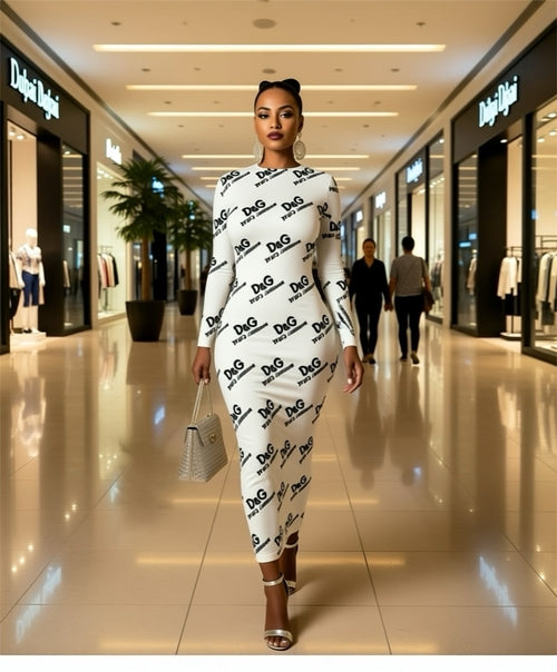Mock Neck Long sleeve Bodycon Long Dress