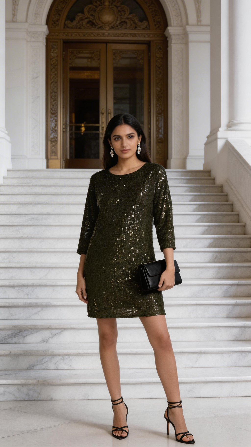 Vince Camuto Sparkle & Shine Sequin Dolman Shift Dress