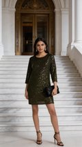 Vince Camuto Sparkle & Shine Sequin Dolman Shift Dress