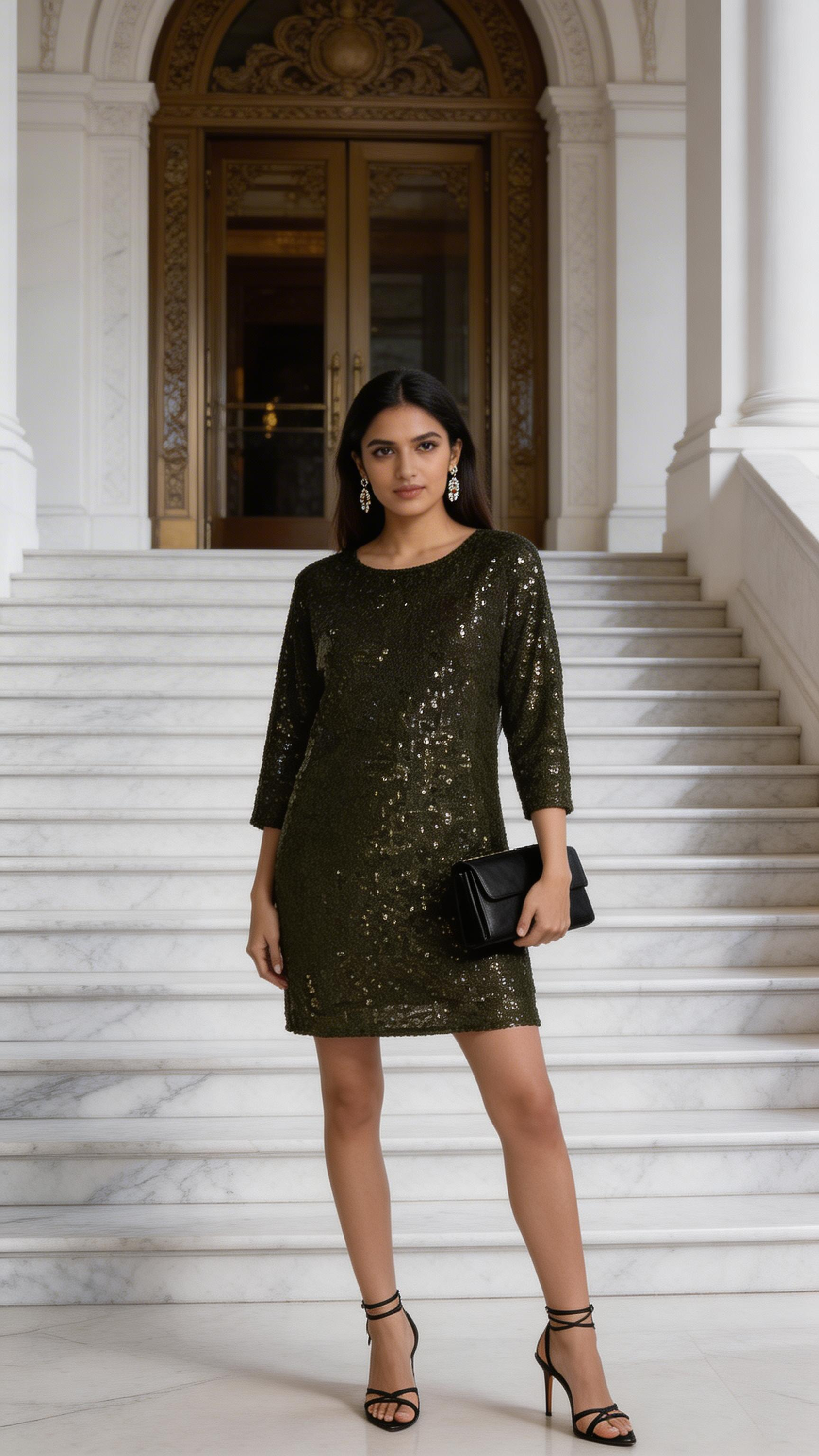 Vince Camuto Sparkle & Shine Sequin Dolman Shift Dress